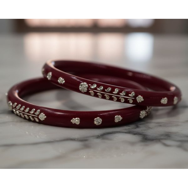 Maharani Ruby Patterned Bangle Set