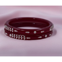 Scarlet Vine Silver Motif Bangles