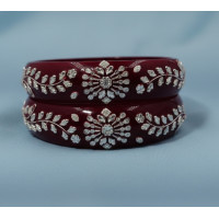 Classic Red Artisan Silver Bangles