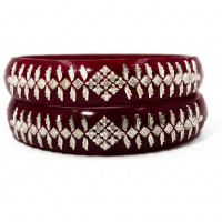 Wedding & Festive Red Silver Work Bangle for Women