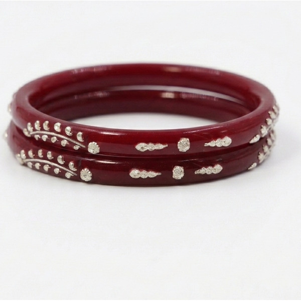 Obsidian Glow Silver-Studded Bangles