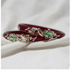 Traditional Red Floral Inlay Bangles