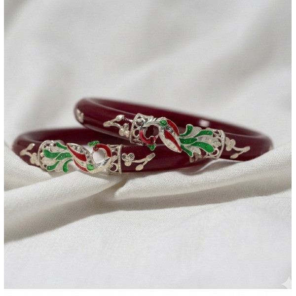 Traditional Red Floral Inlay Bangles