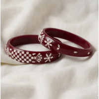 Elegant Silver Work Red Bangles