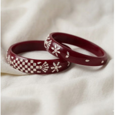 Elegant Silver Work Red Bangles