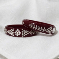 Scarlet Silver Floral Bangles