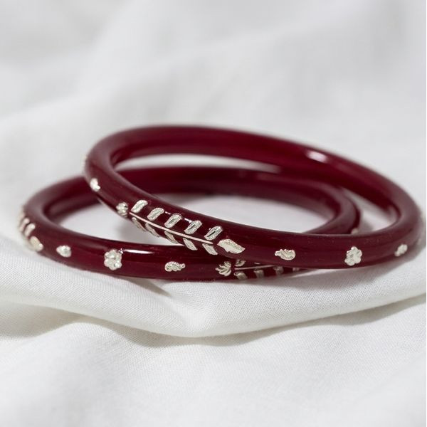 Royal Maroon Floral Lac Bangle