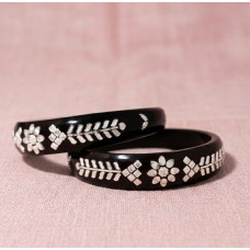 Designer Maroon Lac Bangles with Silver Work