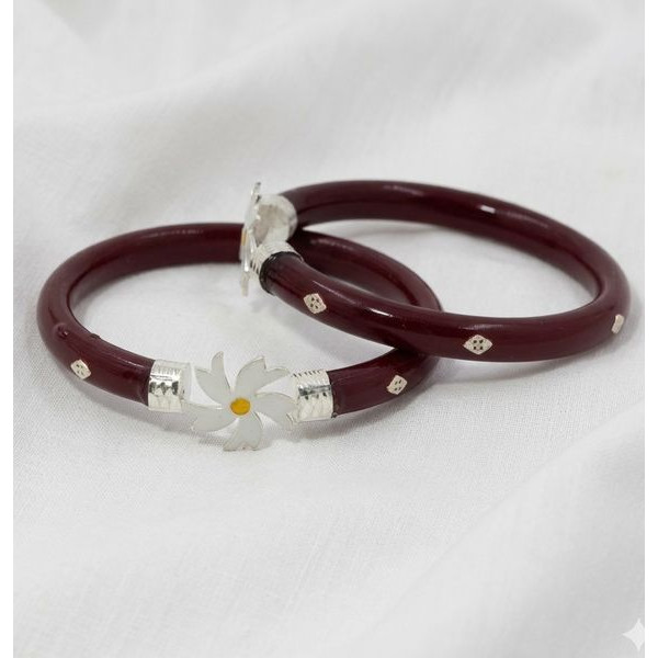 Maroon Daisy Charm Bangles