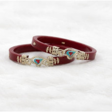 Ethnic Silver Inlay Bangles