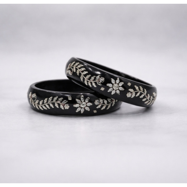 Noir Floral Elegance Bangles