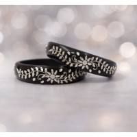 Elegant Scarlet Lac Bangles | Floral Inlay Bangle Set