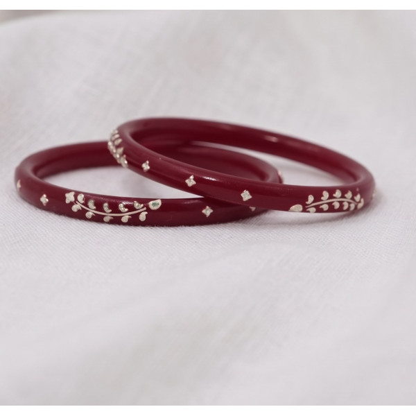 Royal Maroon Floral Bangles Set