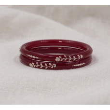 Elegant Crimson Bloom Bangles