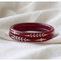 raditional Maroon Pearl Vine Bangles