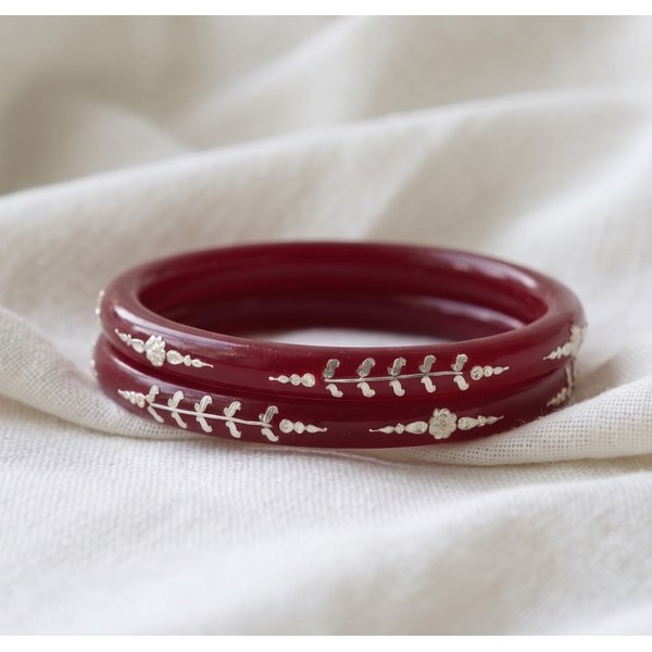 raditional Maroon Pearl Vine Bangles