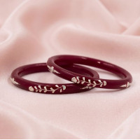 Maroon Gold-Tone Designer Pola Bangle