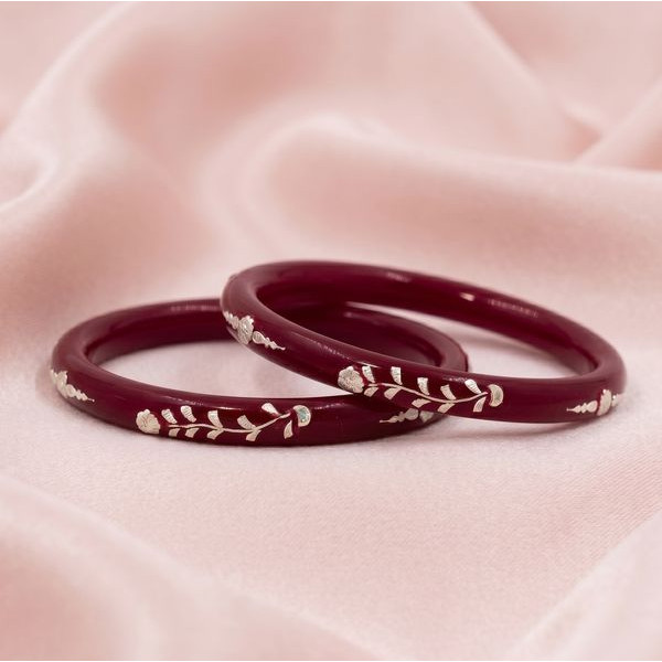 Maroon Gold-Tone Designer Pola Bangle