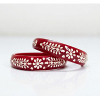 Red Botanical Charm Bangles