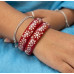 Midnight Blue Floral Silver Bangle