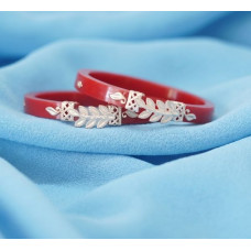 Silver Leaf Red Lac Bangles