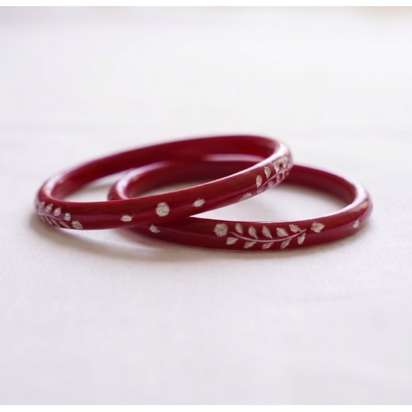 Ruby Red Floral Stack Bangles