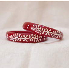 Silver Vine Pattern Bridal Bangles