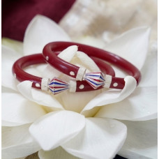 Ruby Bloom Silver Engraved Bangles