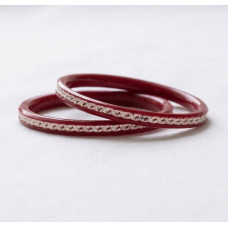 Elegant Crimson Edge Bangles