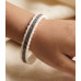 Pearl White Silver Edge Bangle