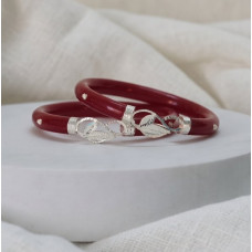 Crimson Silverleaf Bangles