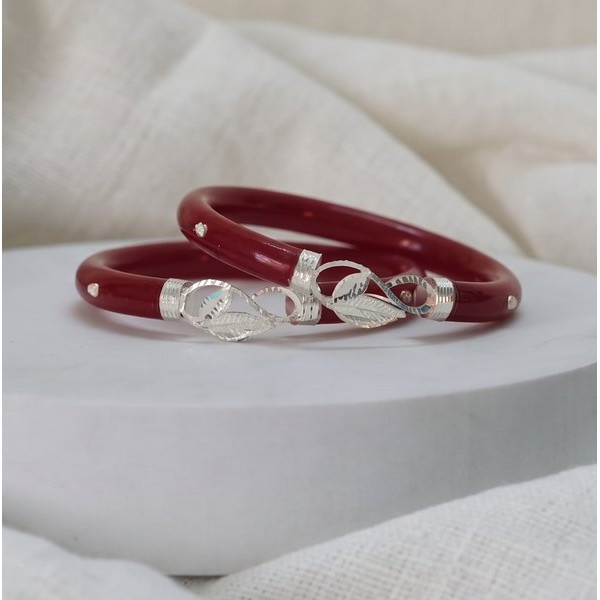 Crimson Silverleaf Bangles