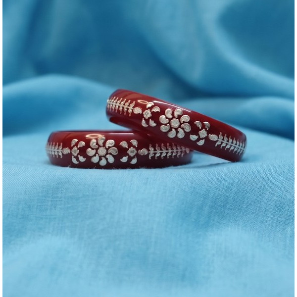 Maroon Floral Artisan Bangles