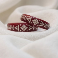 Velvet Red Ethnic Kada Set