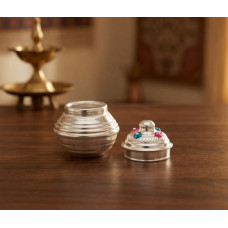Silver Ribbed Decorative Container Silver Ribbed Decorative Container