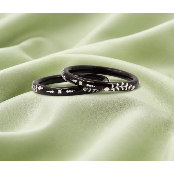 Silver Petal Maroon Fusion Bangles