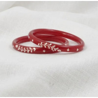 Floral Grace Maroon Bracelet Pair