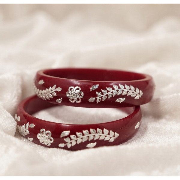 Forest Bloom Silver Bangle