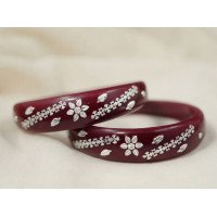 Designer Rakta Pola with Silver Floral Work