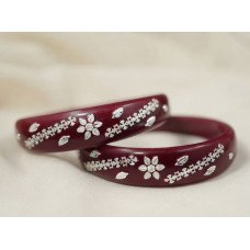 Designer Rakta Pola with Silver Floral Work
