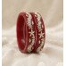 Crimson Bloom Silver Pola Bangle,