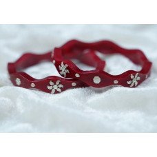 Classic Red Silver Pola with Floral Motif