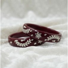 Royal Floral Silver Pola Bangles