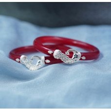 Evergreen Red Floral Silver Pola Set