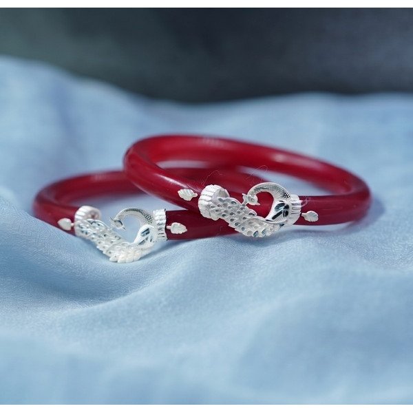 Evergreen Red Floral Silver Pola Set