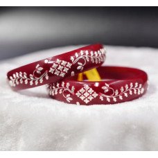 Timeless Floral Red Silver Pola Pair