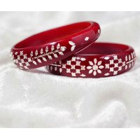 Elegant Silver Leaf Red Pola Bracelet