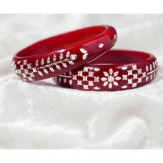 Elegant Silver Leaf Red Pola Bracelet