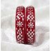Elegant Silver Leaf Red Pola Bracelet