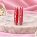 Red Blossom Silver Pola Bangles